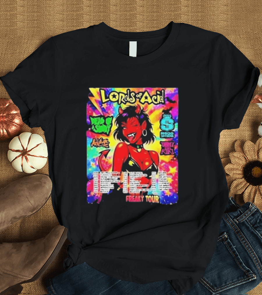Lords Of Acid Cheeky Freaky Tour 2026 Dead On A Sunday Princess Superstar Tony Kiki Mz Neon Devilish Art 90s T-Shirt