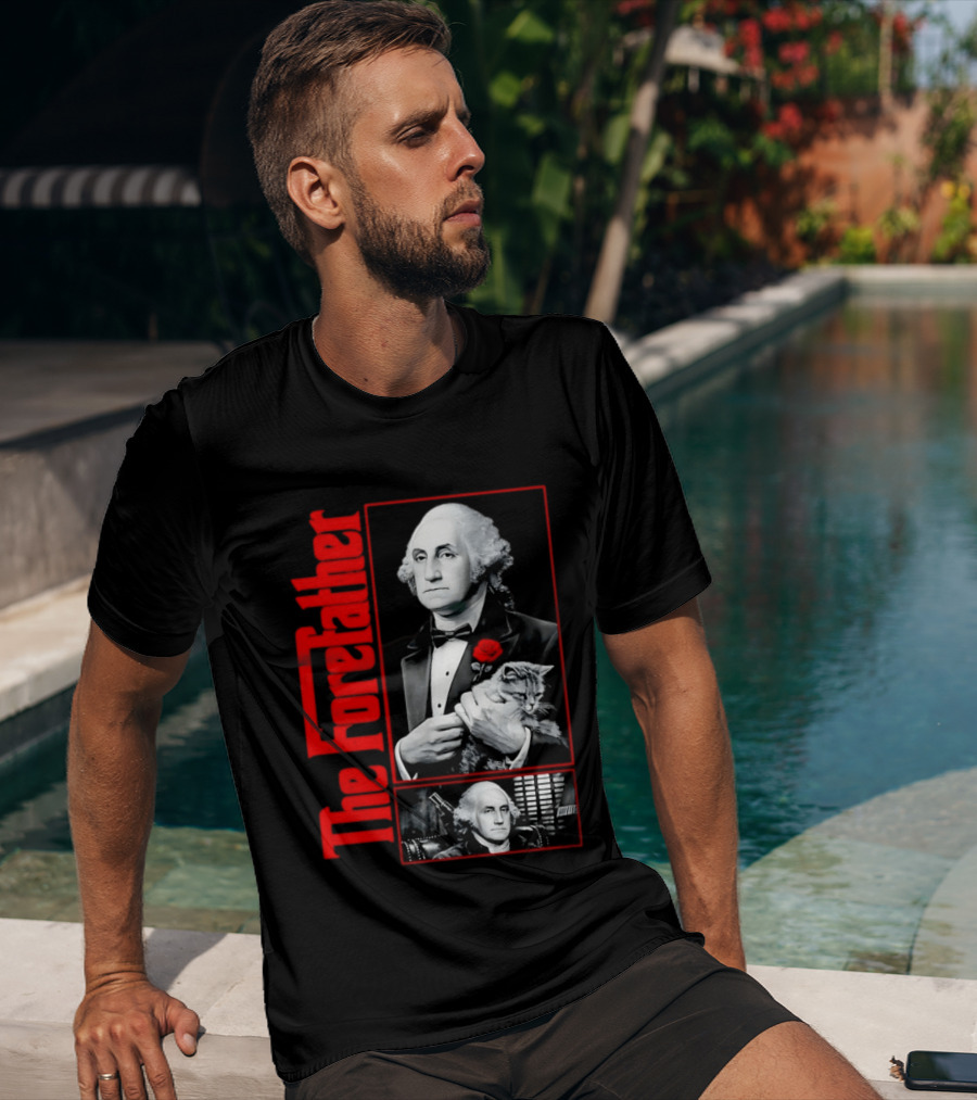 Patriotic George Washington Forefather The American Godfather Cat T-Shirt