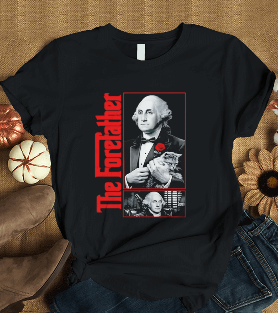 Patriotic George Washington Forefather The American Godfather Cat T-Shirt