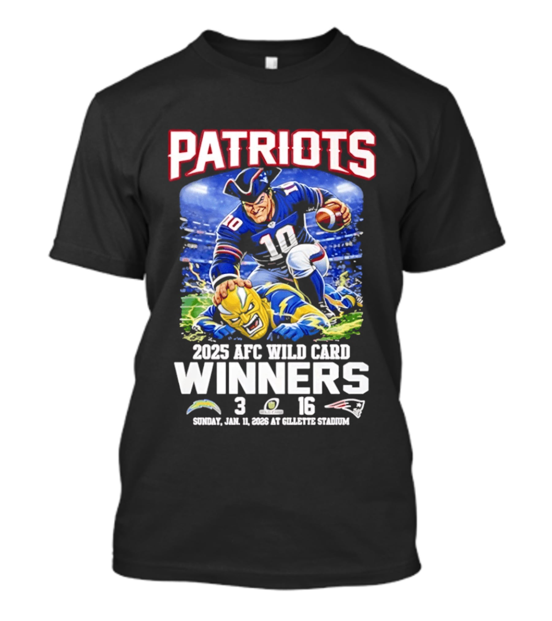 Patriots 2025 AFC Wild Card Winners Victory Celebration January 12 Gillette Stadium T-Shirt