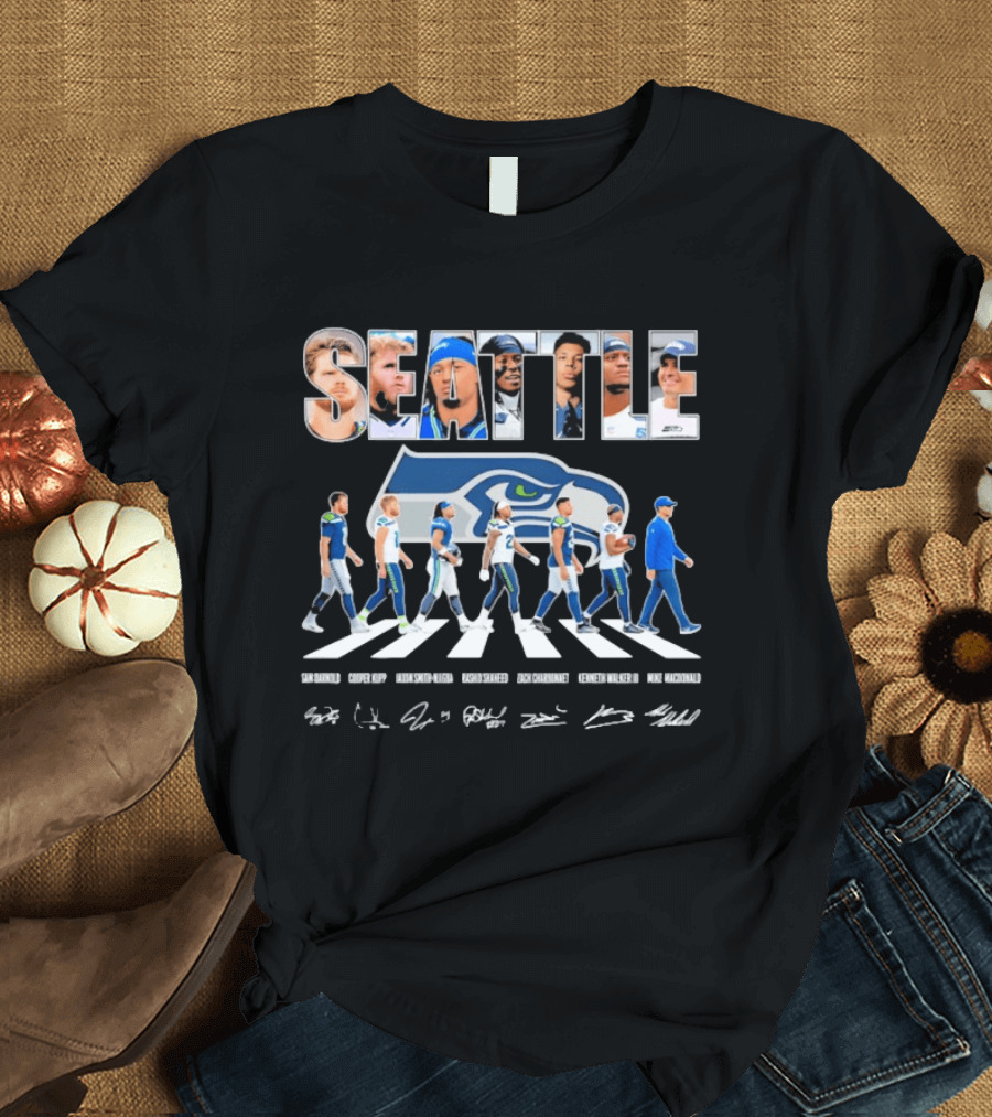 Seattle Seahawks Abbey Road Player Signatures NFL Football Team T-Shirt