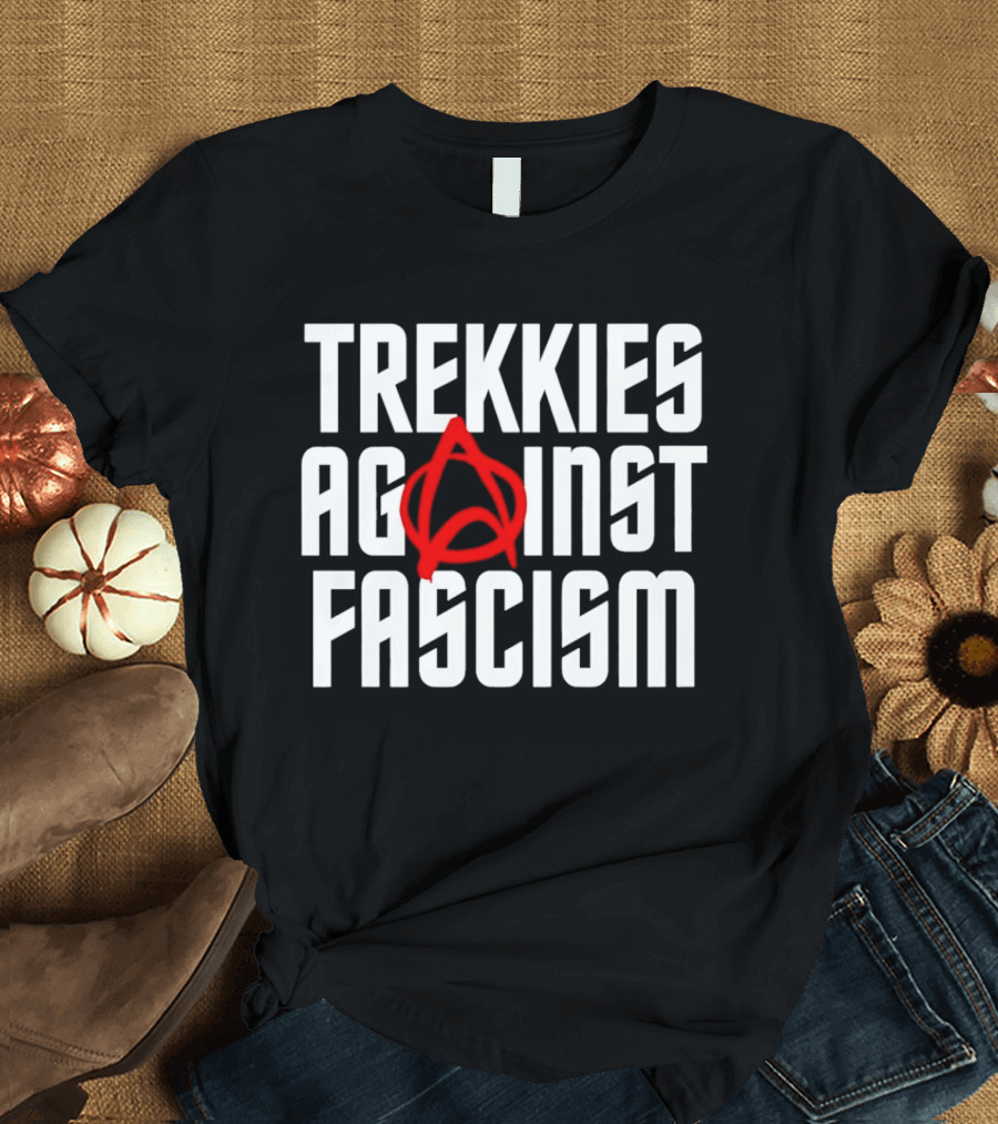 TREKKIES AGAINST FASCISM Anarchy Symbol Resistance T-Shirt