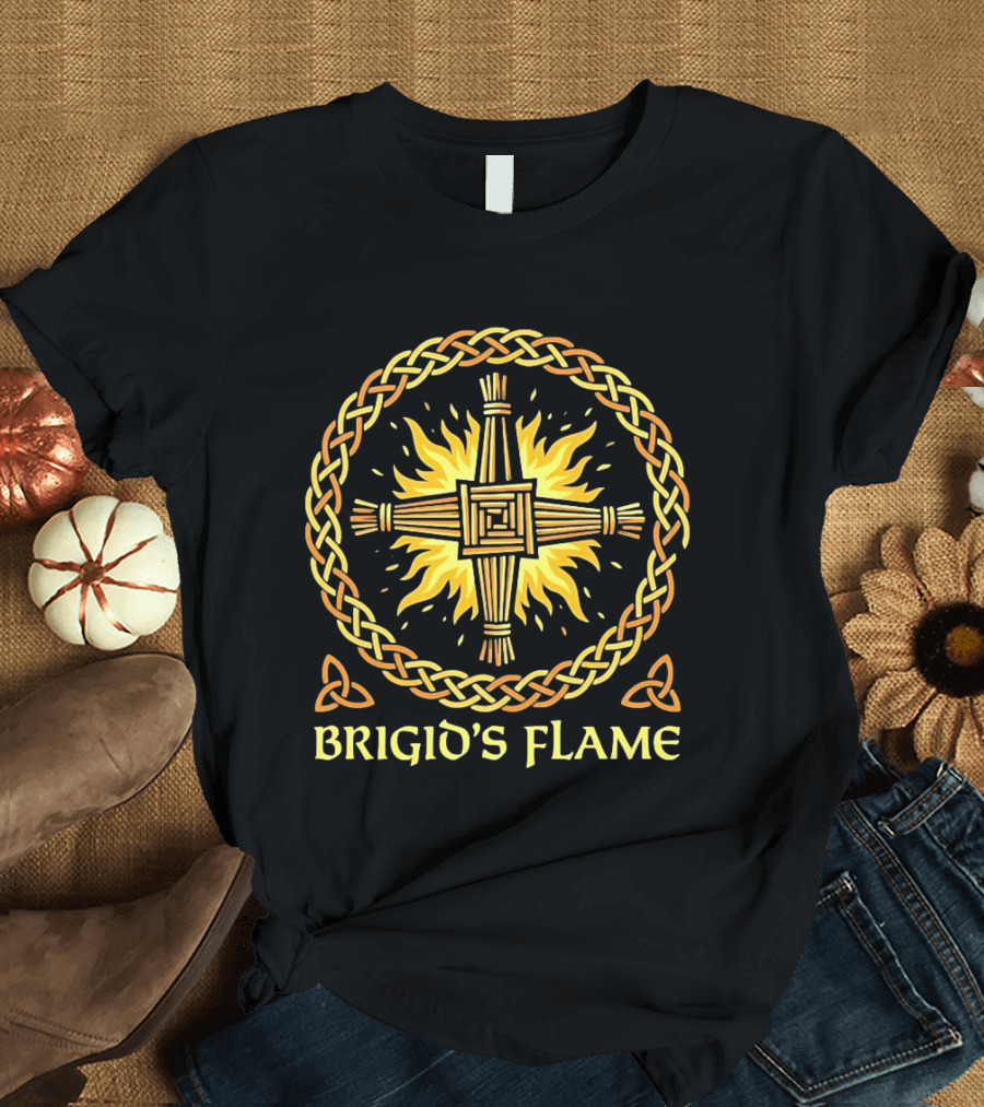 Brigid's Flame Celtic Goddess St Brigid's Cross Fire Symbol Irish Heritage T-Shirt
