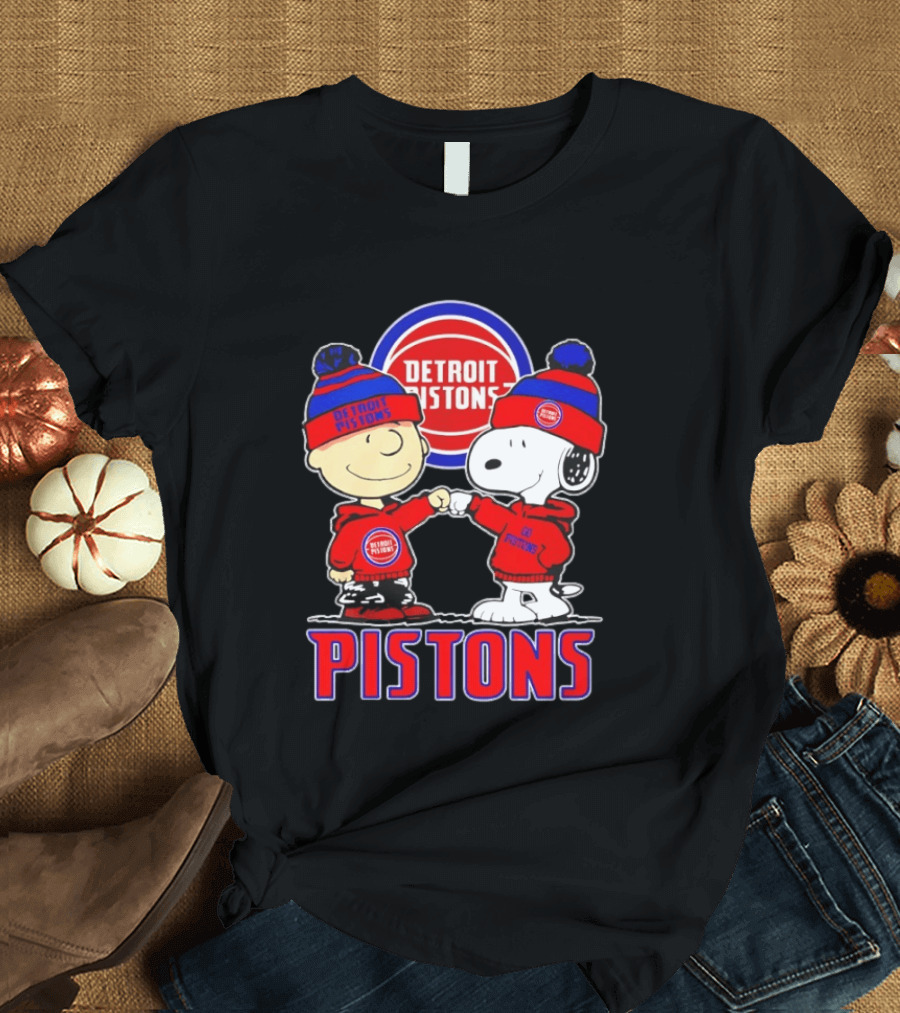 Detroit Pistons Charlie Brown Snoopy Collaboration T-Shirt