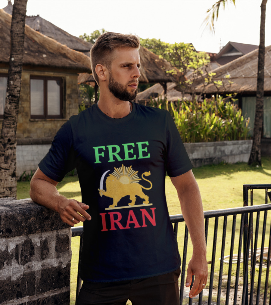 Free Iran Lion And Sun Emblem Freedom Movement T-Shirt
