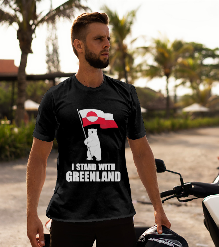 I Stand With Greenland Flag Bear Polar Pride Kalaallit Greenlanders T-Shirt