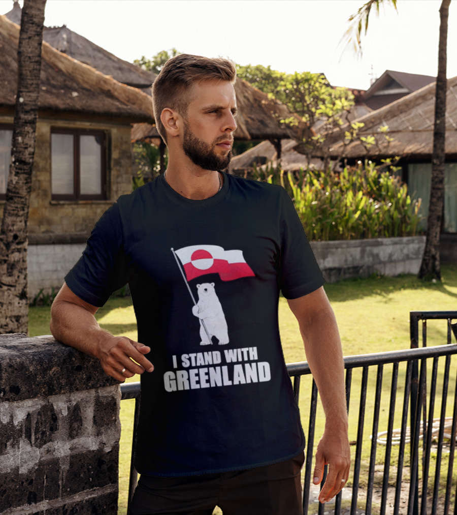 I Stand With Greenland Flag Bear Polar Pride Kalaallit Greenlanders T-Shirt