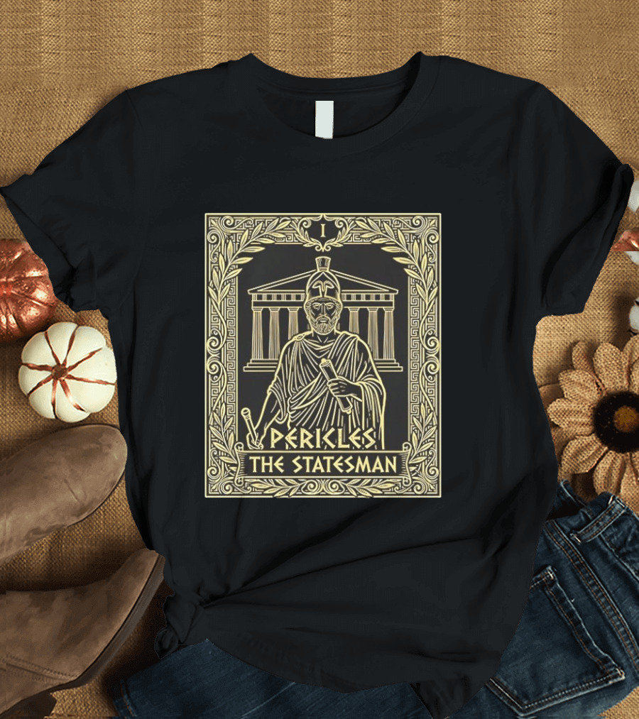 Pericles The Statesman Tarot Card Ancient Greece Roman Helmet Greek Columns T-Shirt