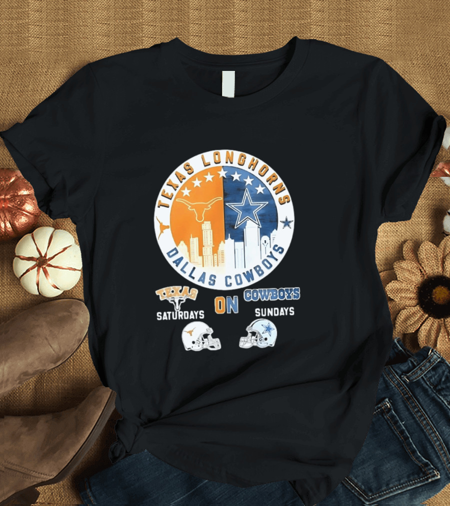 Texas Longhorns Dallas Cowboys Saturdays Sundays Football Rivalry Mashup T-Shirt