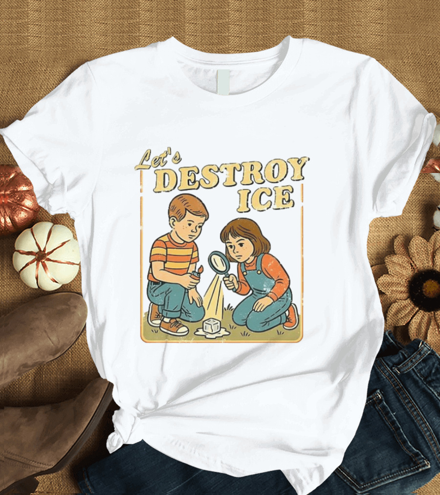 Let's Destroy ICE Melt The Ice Caricature Kids Exploring T-Shirt
