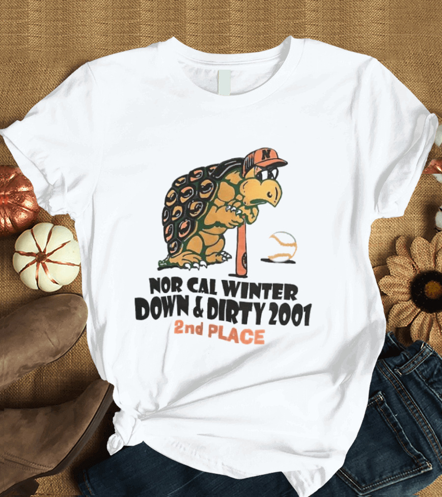 Nor Cal Winter Down And Dirty 2001 2nd Place Turtle Bat And Ball T-Shirt