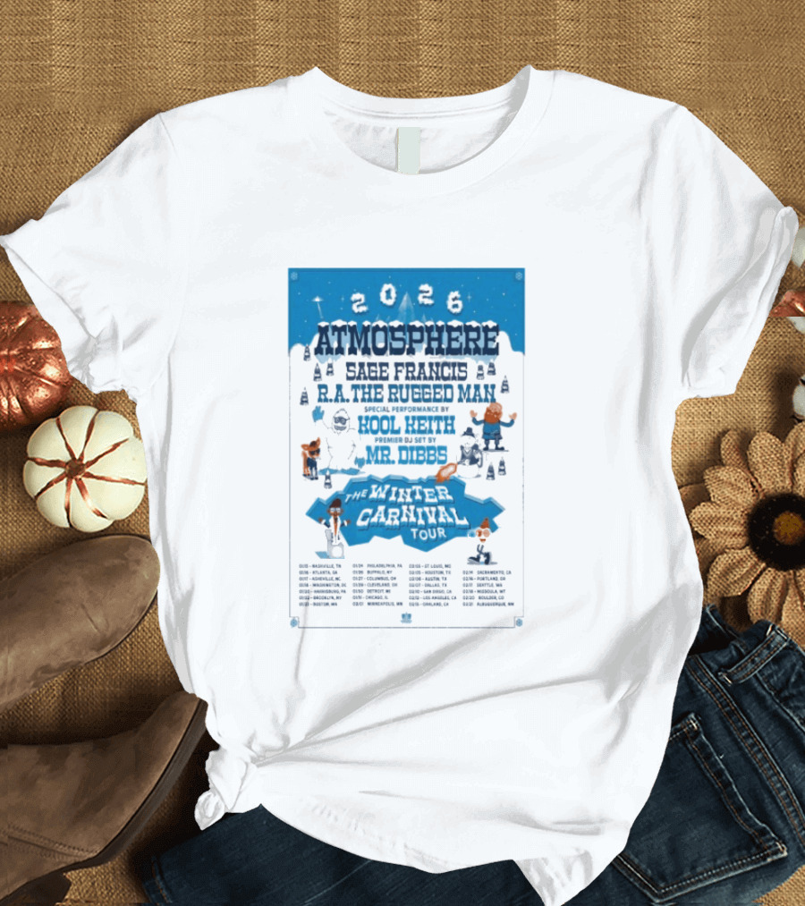 Atmosphere Winter Carnival Tour 2026 Featuring Sa Roc DJ Keezy Mr Dibbs T-Shirt
