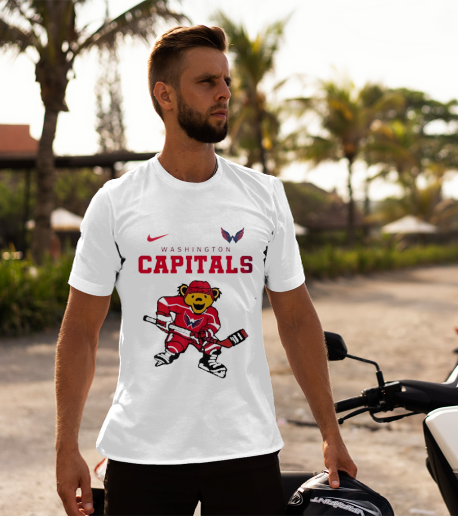 Washington Capitals Grateful Dead Deadhead Bear Hockey Nike Collaboration T-Shirt