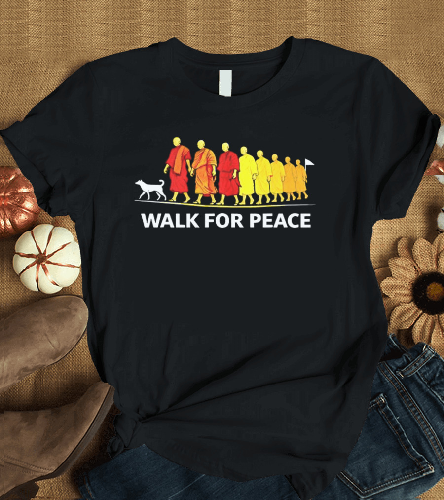 Walk For Peace Of Dog And Monks Pilgrimage Iconic Procession T-Shirt