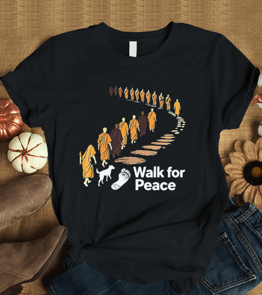 Monks And Dog Walk For Peace Pathway T-Shirt