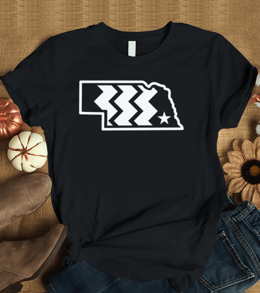Throwback Converse Nebraska State Iconic Chevron Map Star T-Shirt