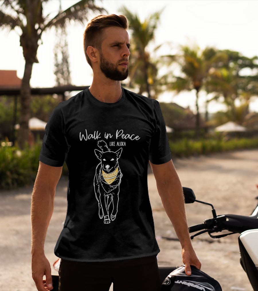 Walk In Peace Like Aloka Dog Sketch Peace Bandana T-Shirt