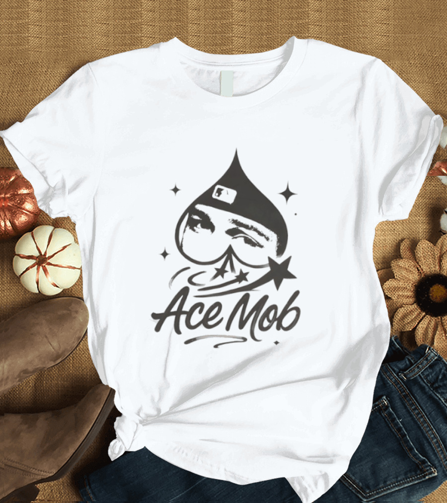 Ace Mob Spade Face Graffiti Stars T-Shirt