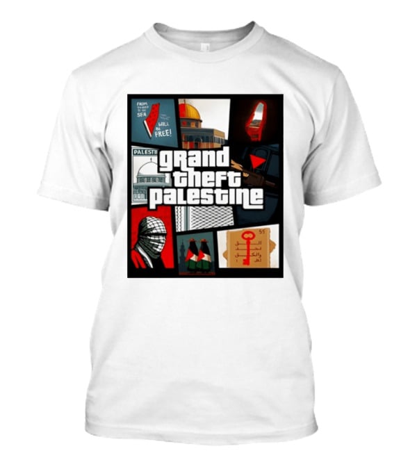 Grand Theft Palestine Dome Of The Rock Sea To Sea Free Palestine RPG Key 55 Flag Cover T-Shirt