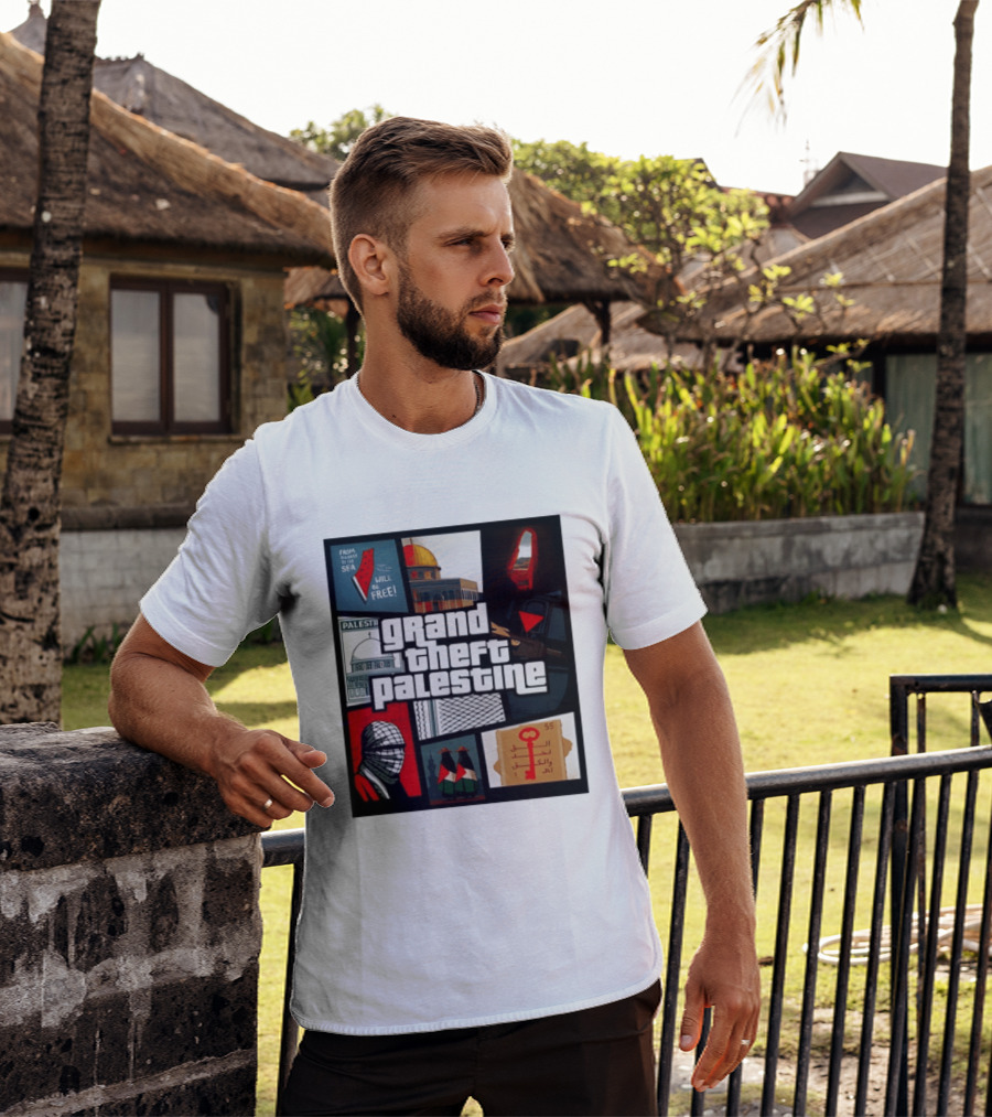 Grand Theft Palestine Dome Of The Rock Sea To Sea Free Palestine RPG Key 55 Flag Cover T-Shirt