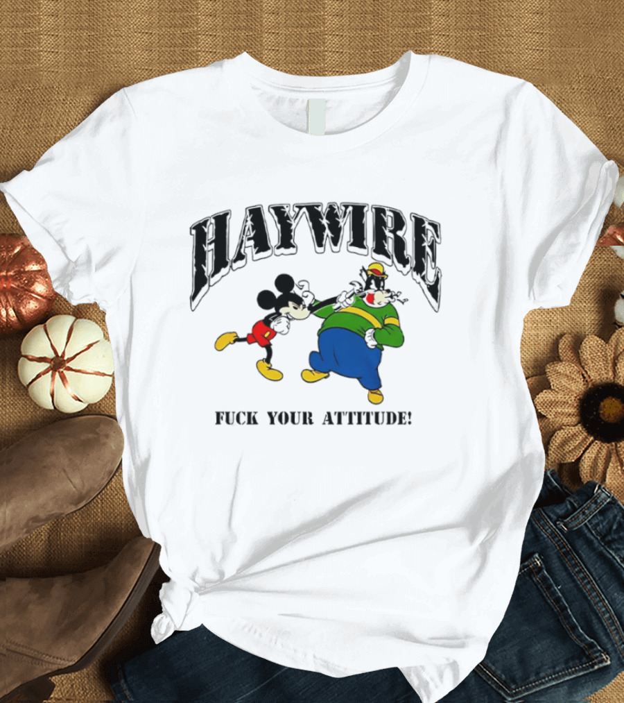 Haywire Fuck Your Attitude Mickey Mouse Comic T-Shirt