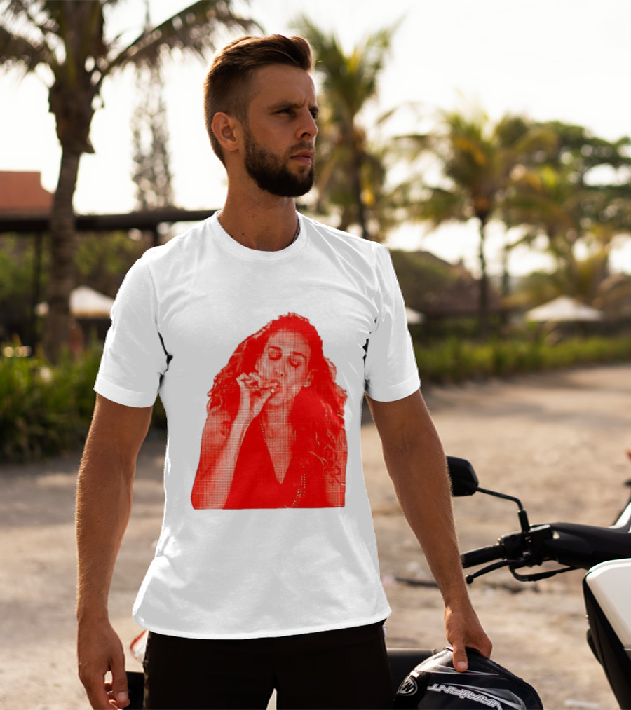 Lit Carrie Smoking Scene Red Artistic T-Shirt