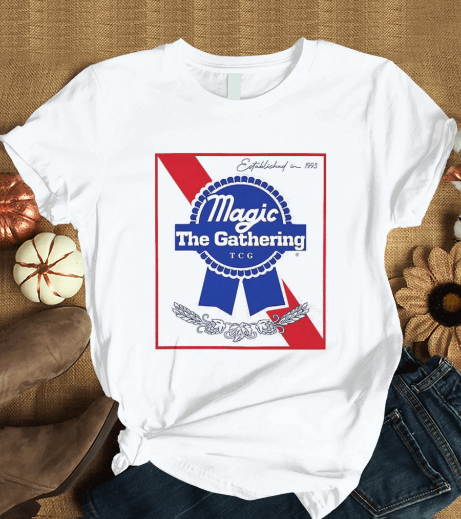 Magic The Gathering Pabst Established 1993 Vintage Style Ribbon T-Shirt