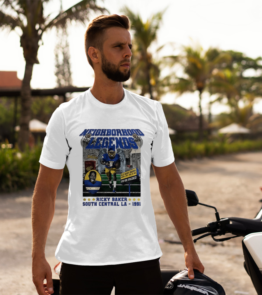 Neighborhood Legends Crenshaw Ricky Baker Stop Gun Violence South Central LA 1991 T-Shirt