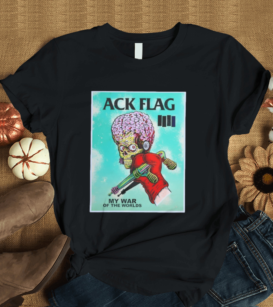 Ack Flag Martian Warrior My War Of The Worlds Retro Sci Fi T-Shirt