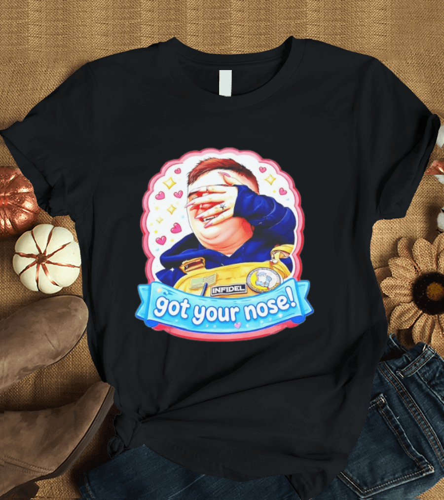 Infidel Got Your Nose Funny Cartoon Patch With Hearts And Stars T-Shirt