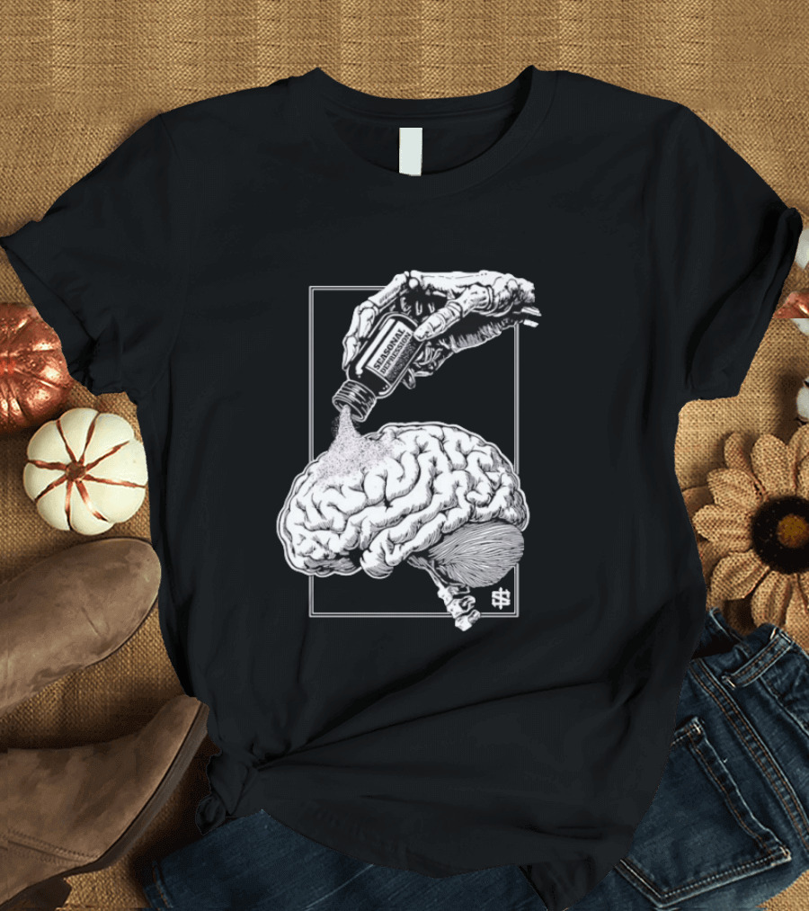 Seasonal Depression Skeleton Hand Pouring On Brain T-Shirt