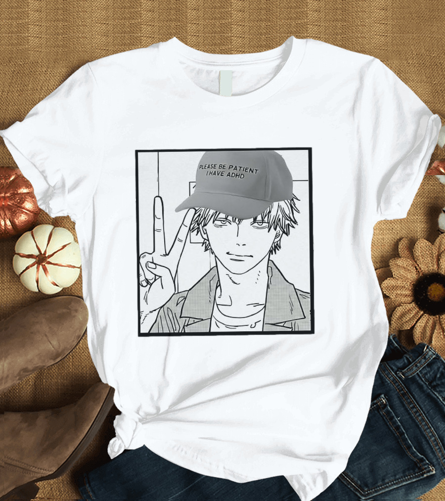 Denji Chainsaw Man Please Be Patient I Have ADHD Peace Sign T-Shirt