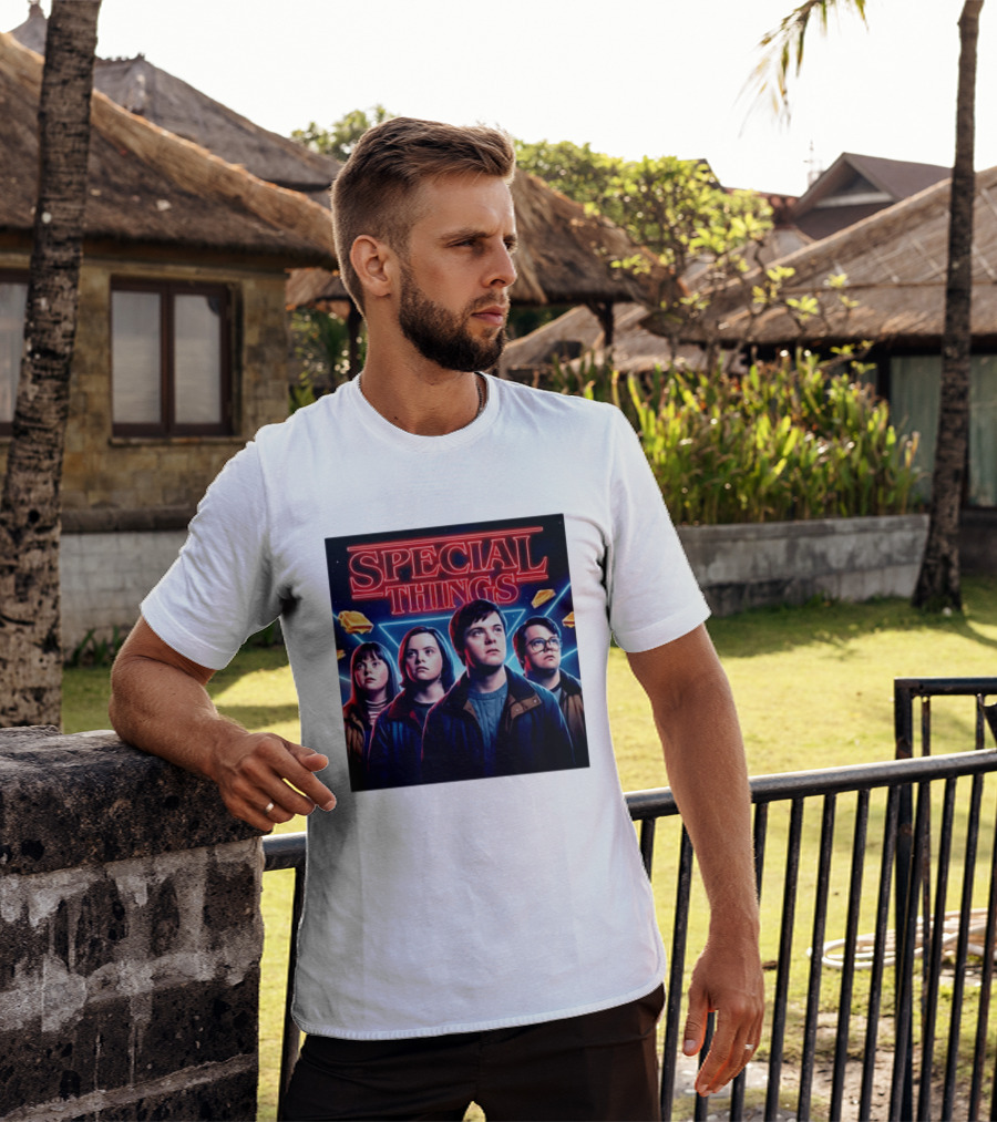 SPECIAL THINGS Retro 80s Neon Style Adventure Mystery Series T-Shirt