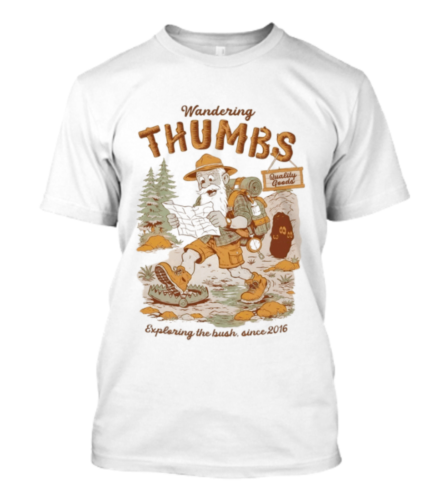 Wandering Thumbs Exploring The Bush Cowboy Bear Camping Since 2016 T-Shirt