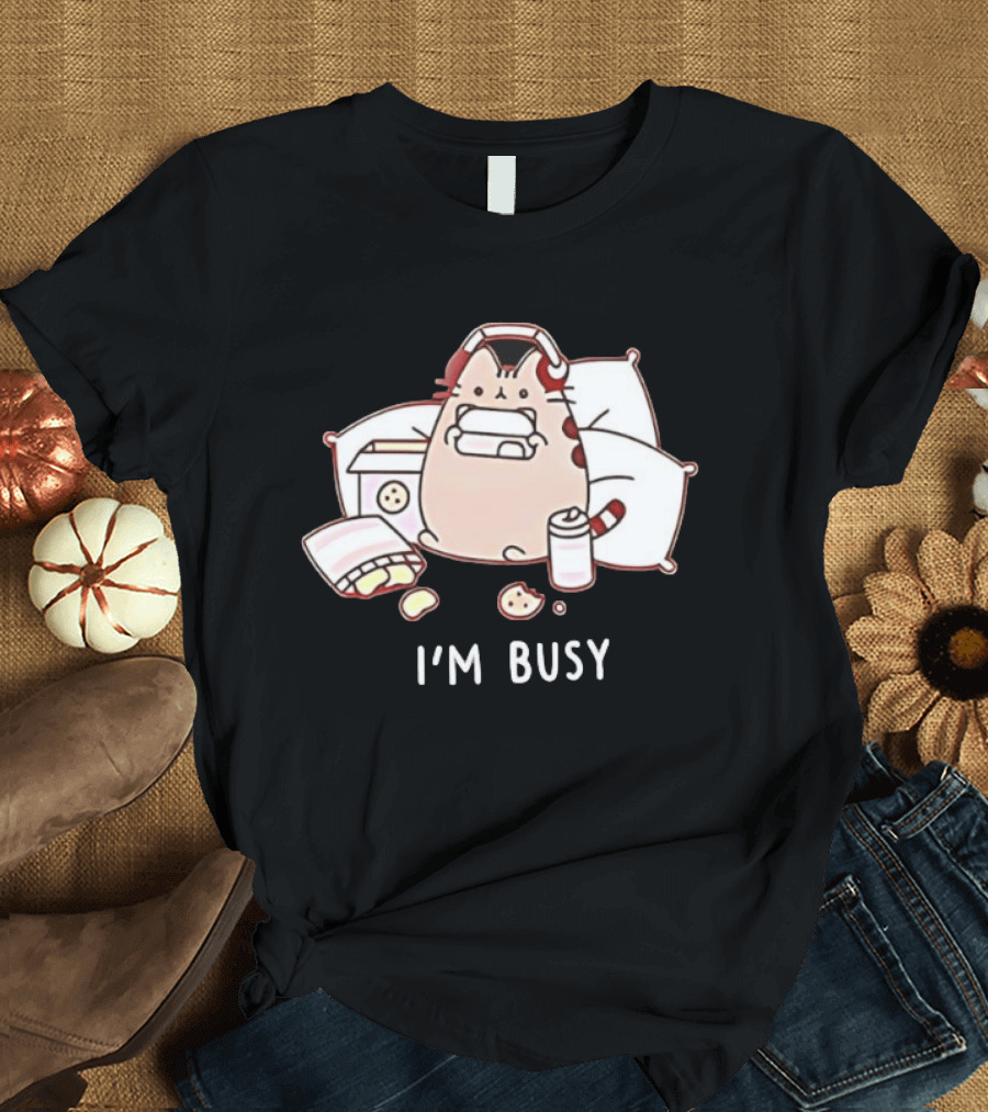 I'm Busy Cat Snack Time With Pizza Chips And Soda T-Shirt