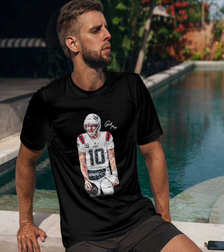 Drake Maye New England Patriots Jersey Ice Cold Iceman Autograph T-Shirt