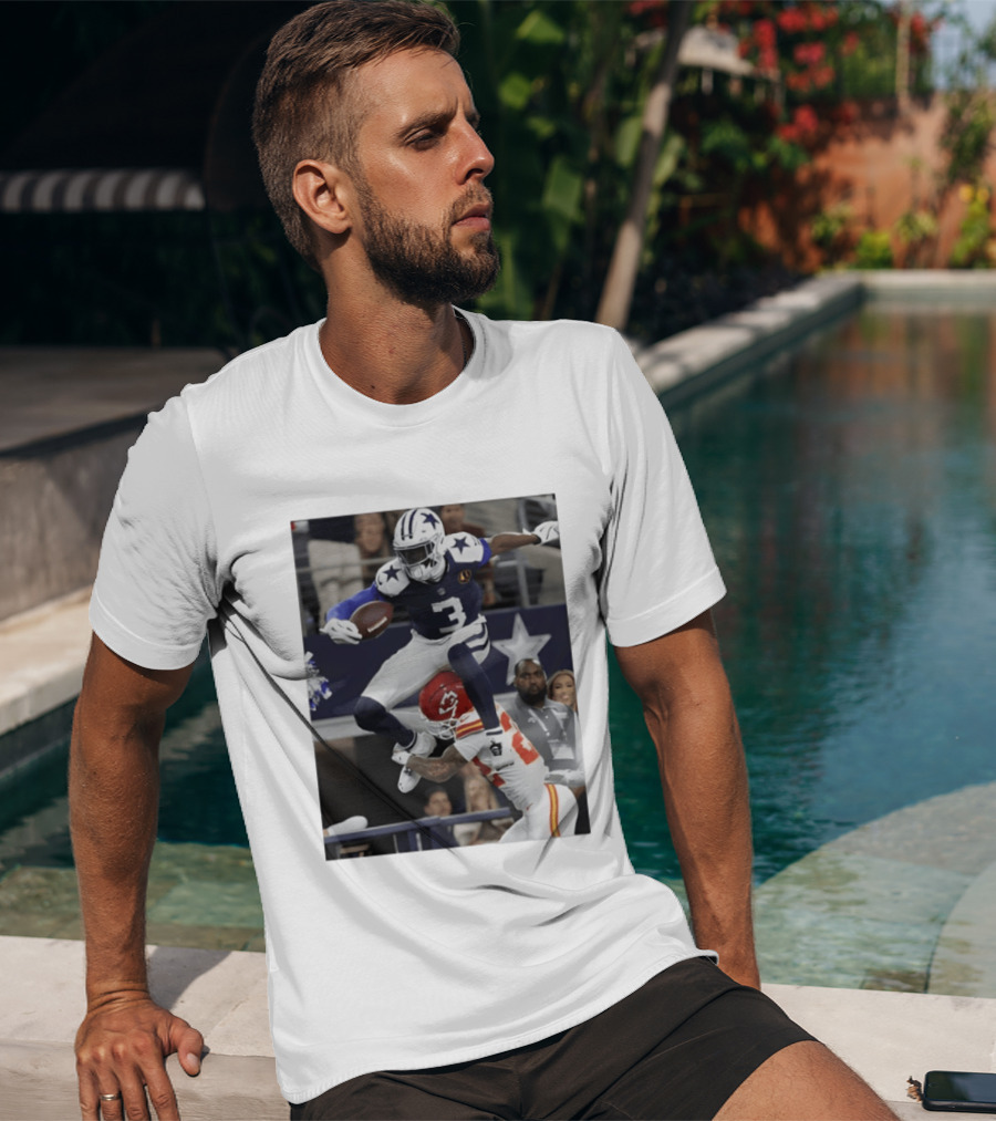 Football Leap Dallas Vs Kansas Royals Dynamic Action T-Shirt