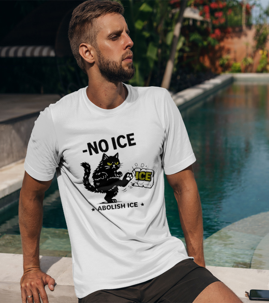 Black Cat No Ice Abolish ICE T-Shirt