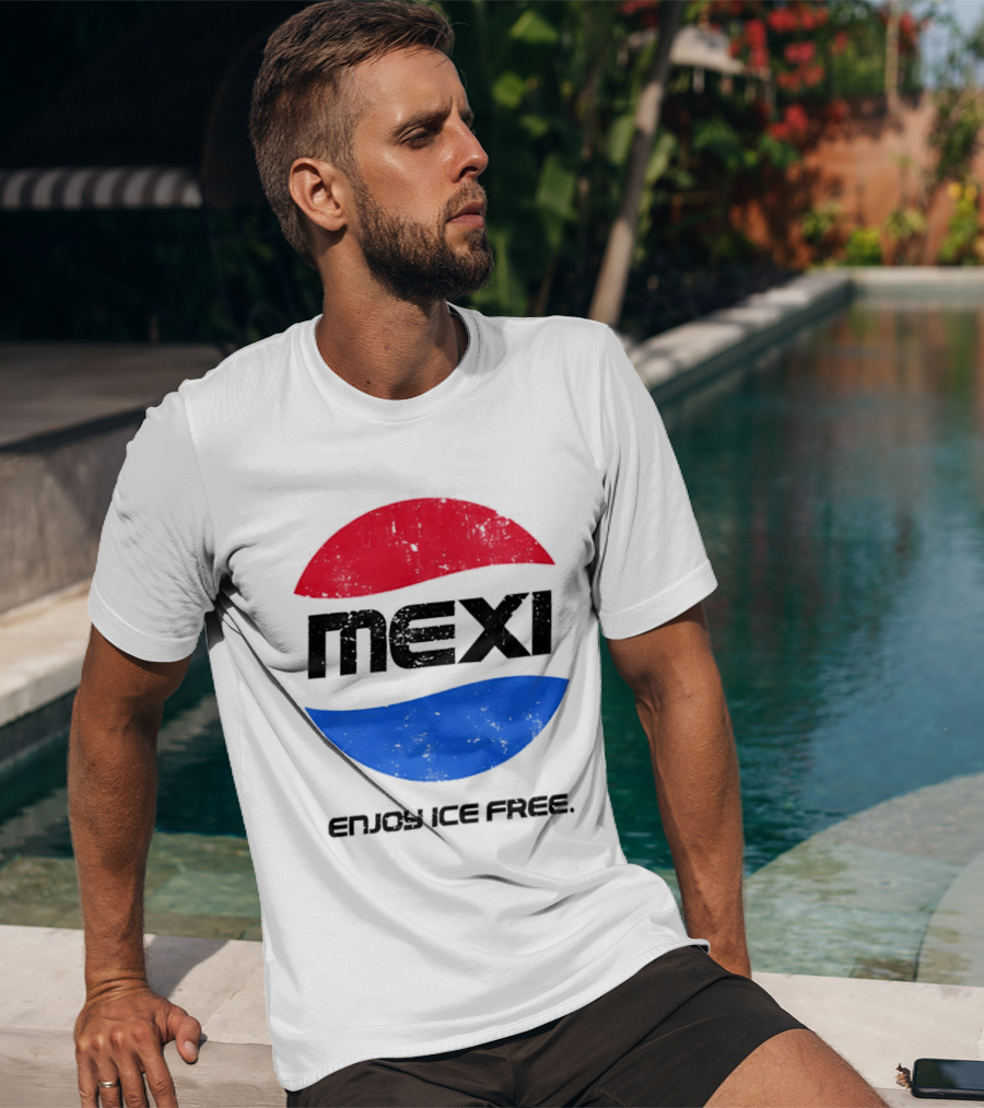 Mexi Enjoy Ice Free Red Blue Iconic Beverage Humor T-Shirt