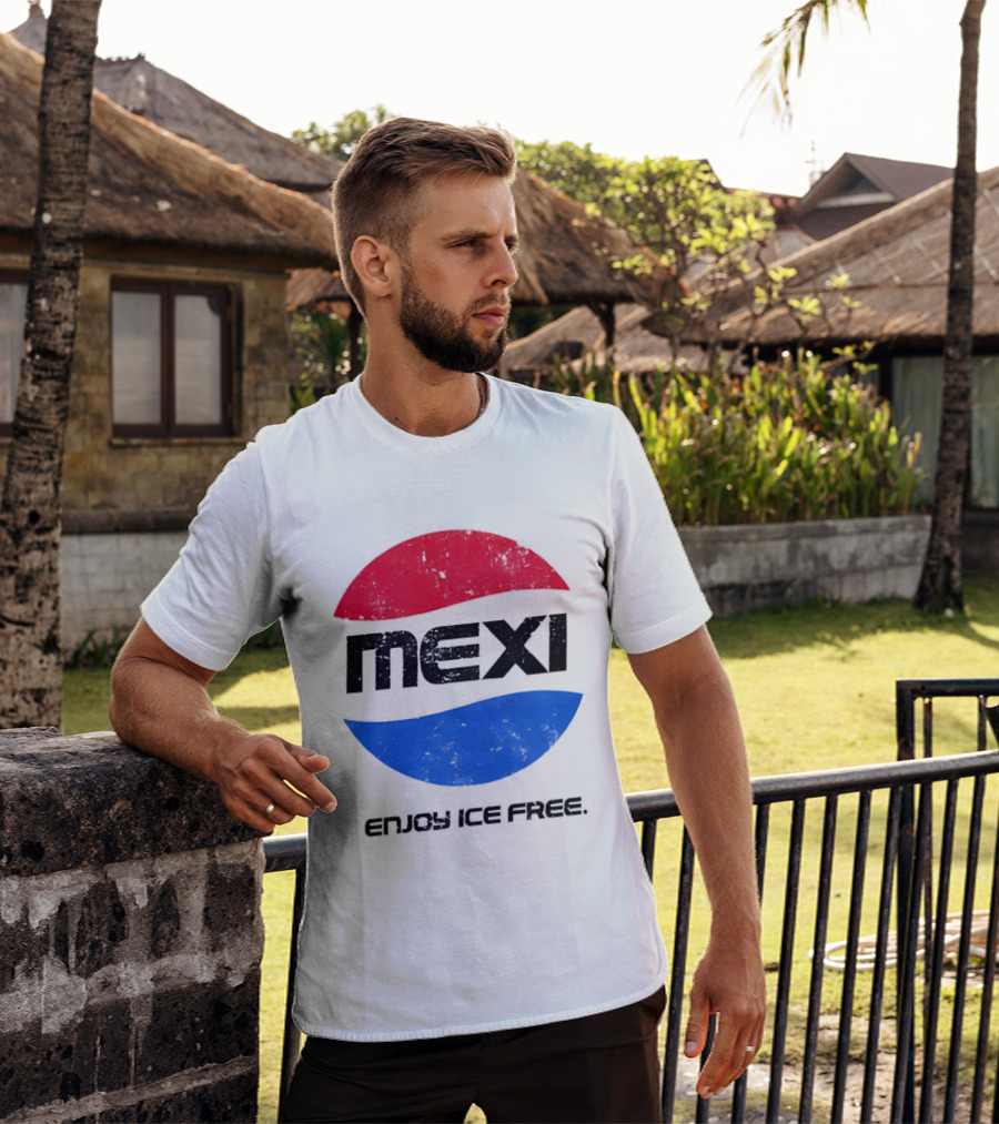 Mexi Enjoy Ice Free Red Blue Iconic Beverage Humor T-Shirt