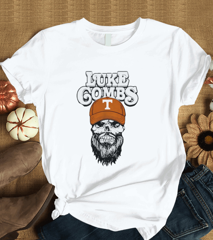 Luke Combs Tennessee Volunteers Skull Cap NCAA T-Shirt