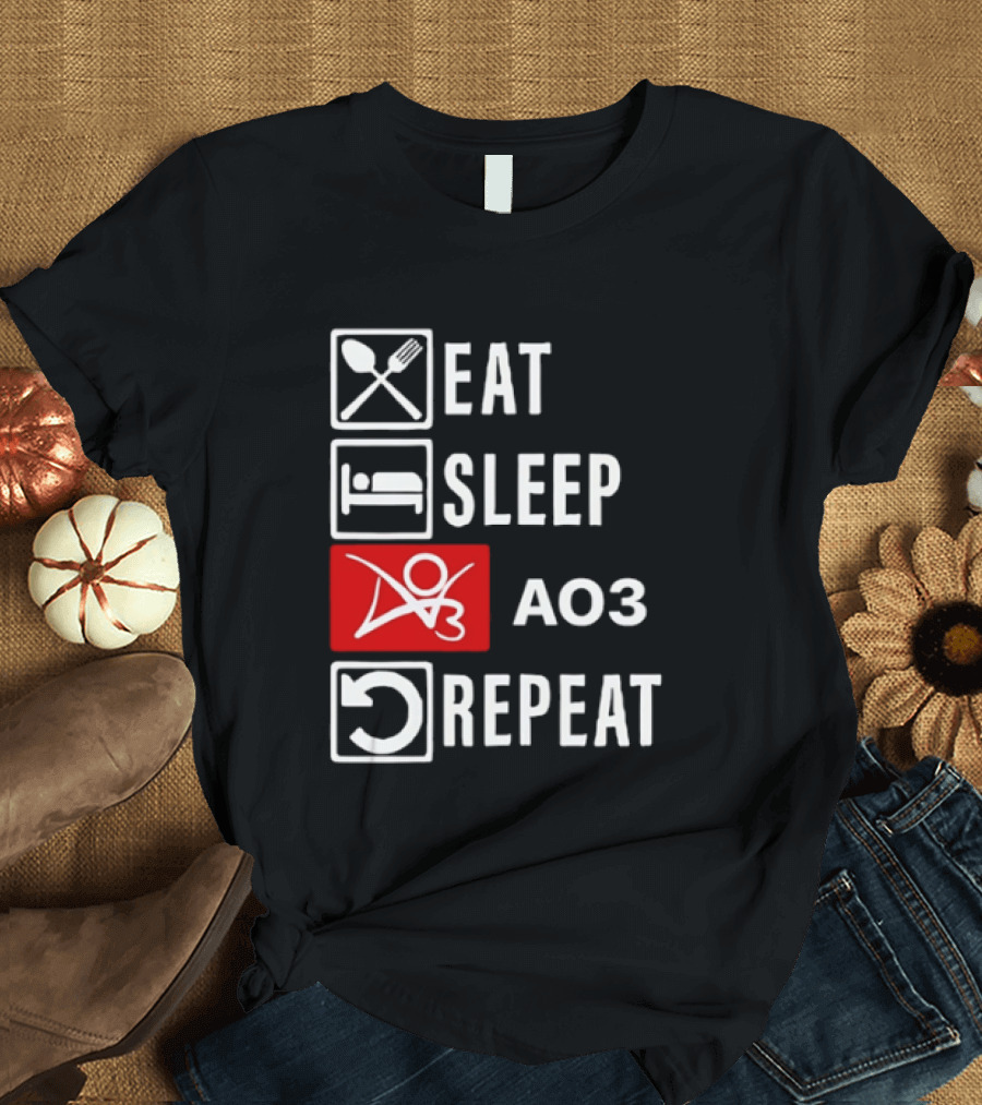 Eat Sleep AO3 Repeat Fanfiction Enthusiast Lifestyle T-Shirt