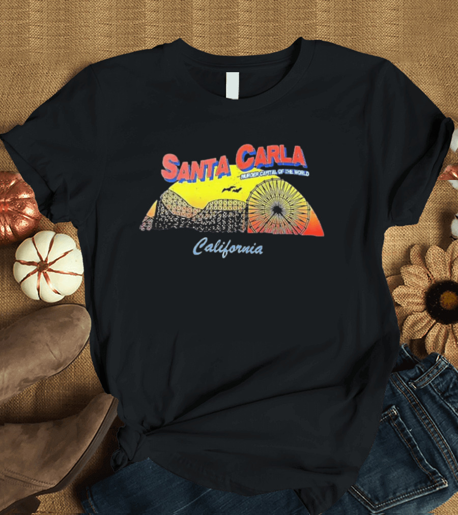Santa Carla California Murder Capital Of The World Ferris Wheel And Roller Sunset T-Shirt