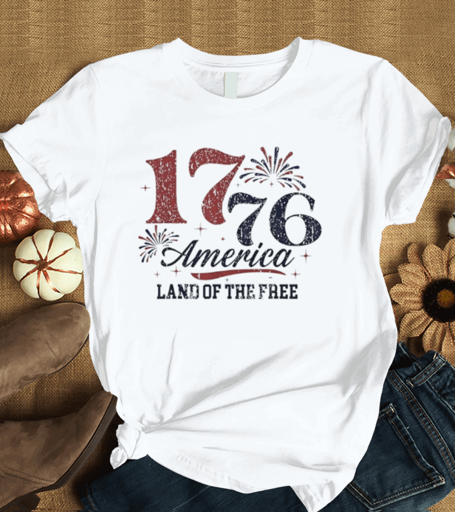 1776 America Land Of The Free Fireworks Celebration T-Shirt