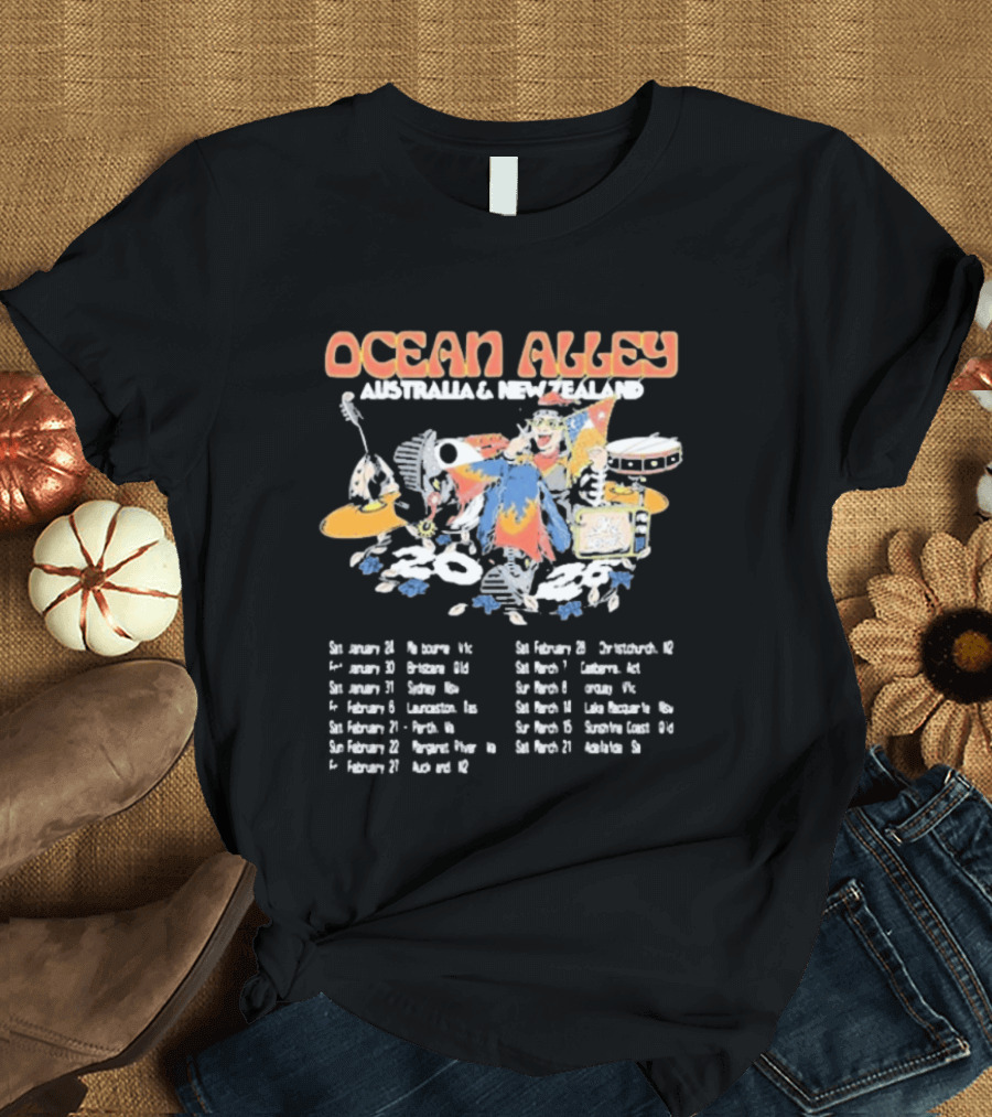 Ocean Alley Australia & New Zealand 2026 Tour Dates Music Band T-Shirt
