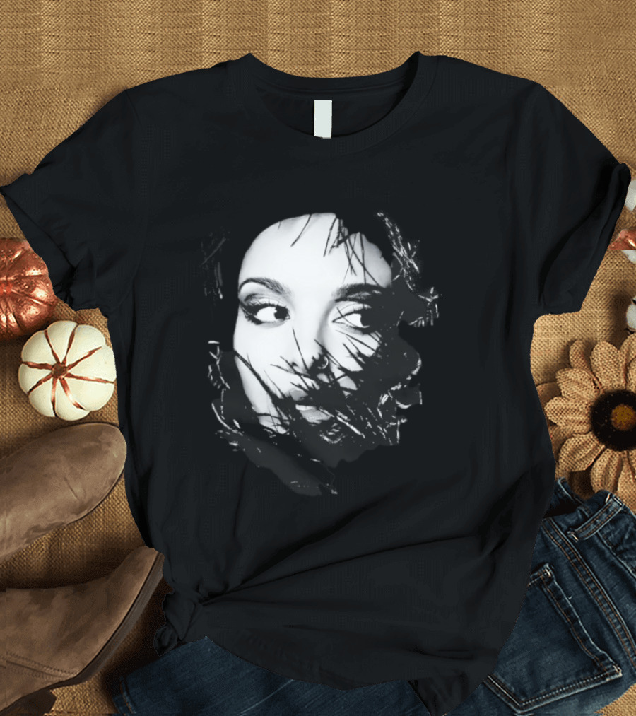 Jade Face Mysterious Gaze Black And White Brushstroke T-Shirt