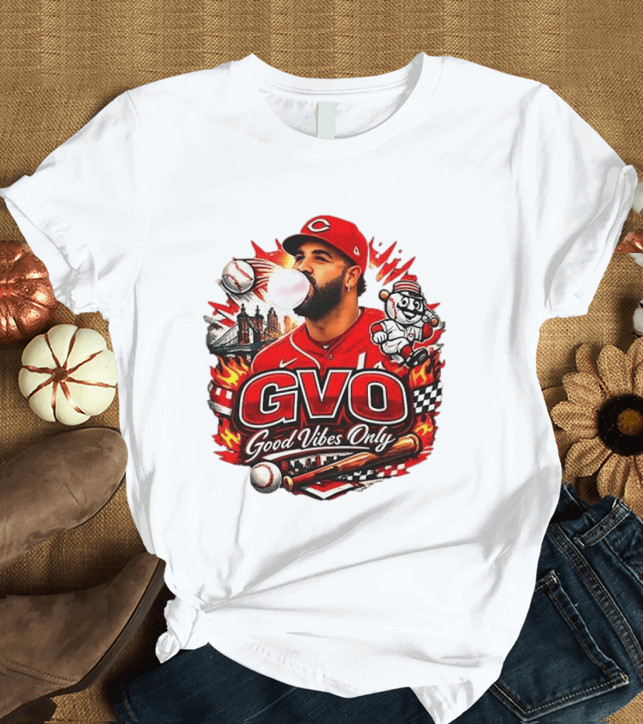 GVO Good Vibes Only Eugenio Suarez Reds Baseball Cincinnati Sports T-Shirt