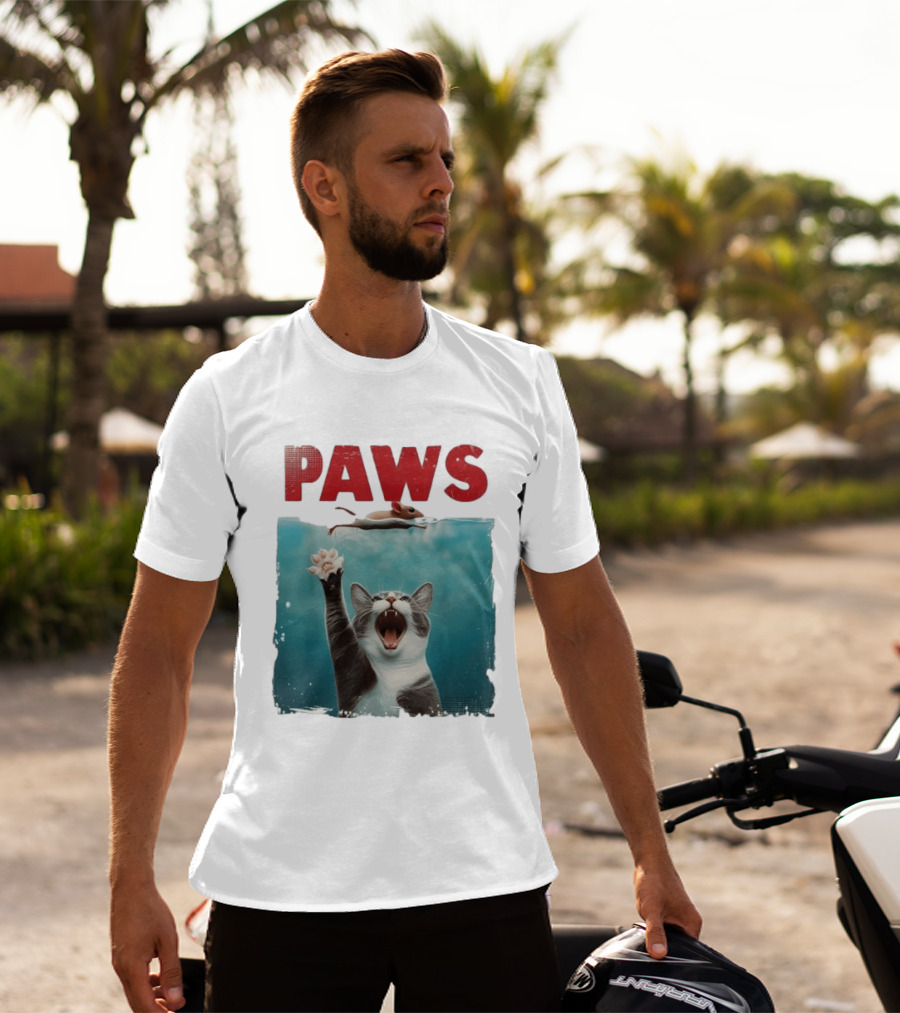 Paws Cat Chasing Mouse Playful Kitten Humor T-Shirt