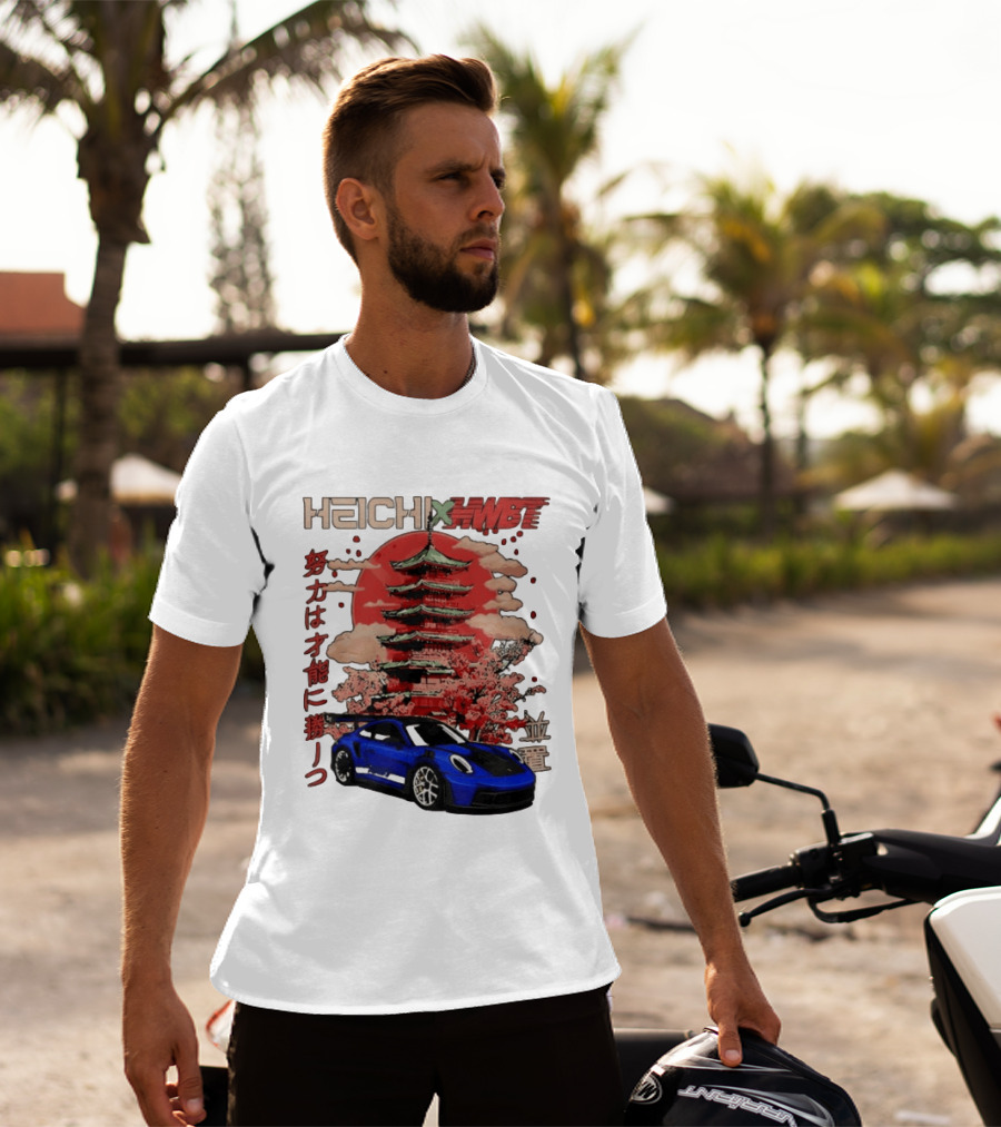 Haichi HWBT 2025 Pagoda Blue Sports Car Red Sun Japanese T-Shirt