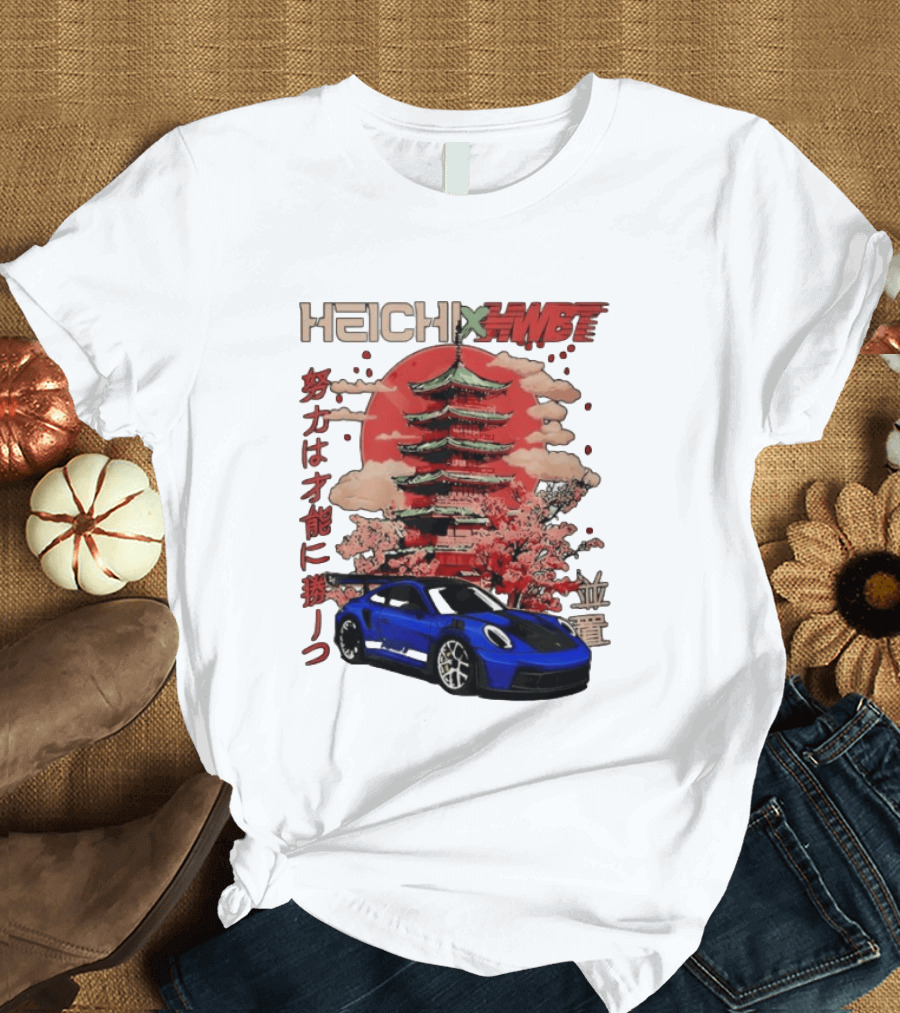Haichi HWBT 2025 Pagoda Blue Sports Car Red Sun Japanese T-Shirt